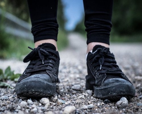 Close up of comfortable urban walking shoes